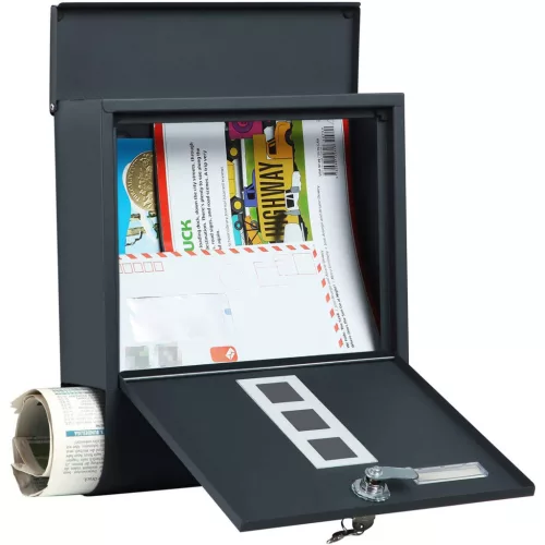SONGMICS Modern Fali Postaláda Újságtartóval Antracitszürke