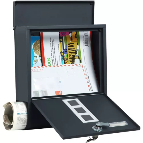 SONGMICS Modern Fali Postaláda Újságtartóval Antracitszürke