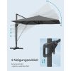 SONGMICS Prémium Oldalkaros Napernyő 3x3m Szürke UPF50+ Védelem