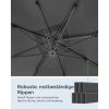 SONGMICS Prémium Oldalkaros Napernyő 3x3m Szürke UPF50+ Védelem