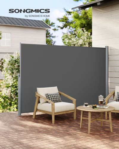 SONGMICS Prémium Oldalsó Napellenző 160 x 400 cm Füstszürke Teraszárnyékoló