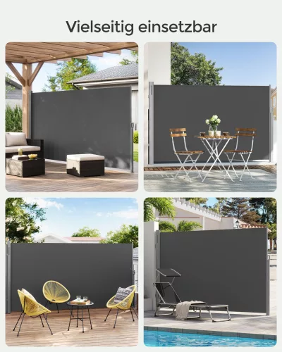 SONGMICS Prémium Oldalsó Napellenző 160 x 400 cm Füstszürke Teraszárnyékoló