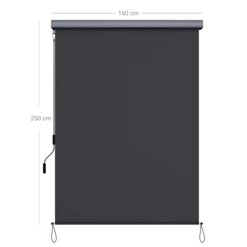 SONGMICS Függőleges Teraszárnyékoló Szürke Alumínium Házas Napellenző 250x160 cm
