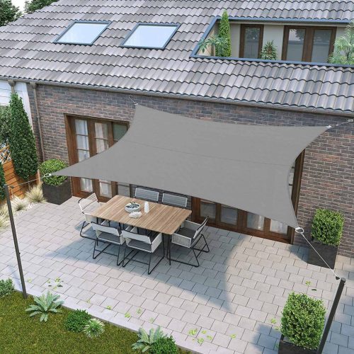 SONGMICS Prémium Napvitorla 2x3m Vízálló Poliészter Világosszürke