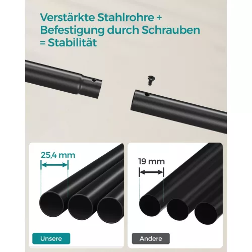 SONGMICS Dupla Ruhaállvány Görgős Fém Vázas Fekete Tárolópolccal