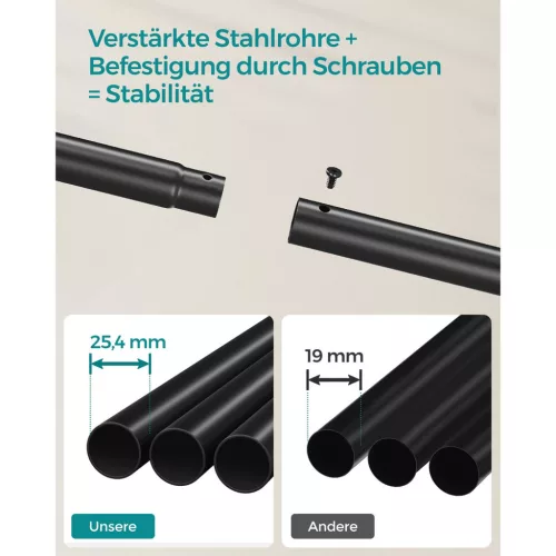SONGMICS HSR107B01 dupla ruhásállvány fém kerekekkel és polccal fekete