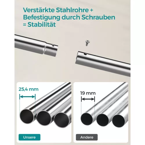 SONGMICS Dupla Ruhaállvány Görgős Fém Vázas Ezüst