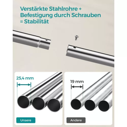 SONGMICS Dupla Ruhaállvány Görgős Fém Vázas Ezüst