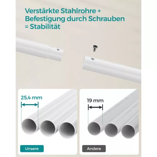 SONGMICS Dupla Ruhaállvány Görgős Fehér Fém Vázzal
