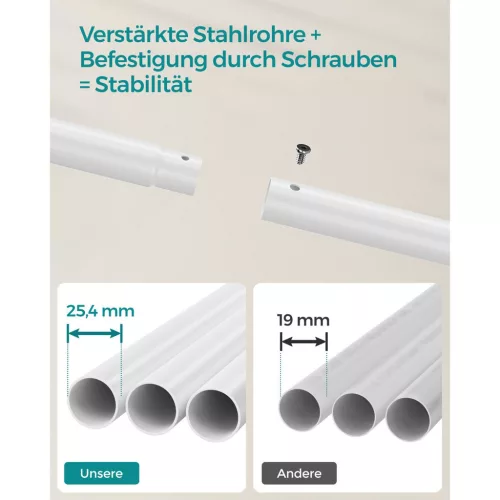 SONGMICS Dupla Ruhaállvány Görgős Fehér Fém Vázzal