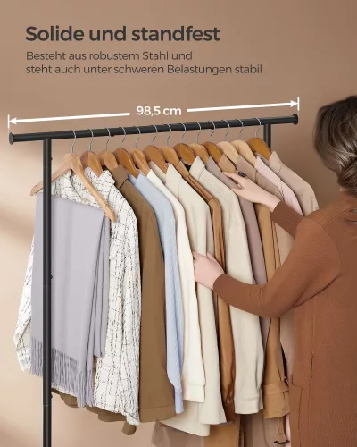 SONGMICS Vintage Gurulós Ruhaállvány Acél Polcos Ruhatartó Állvány Vintage Barna-Fekete