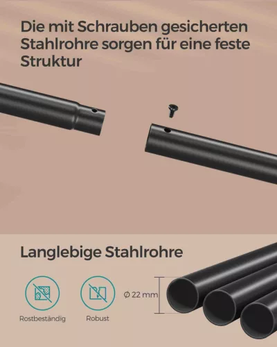 SONGMICS Vintage Dupla Ruhaállvány Polccal Görgős Acélváz Barna-Fekete