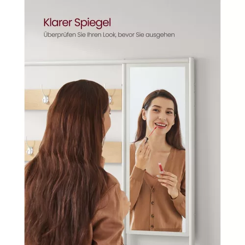 VASAGLE Modern Előszobafal Tükörrel és Cipőtárolóval Tölgy-Fehér
