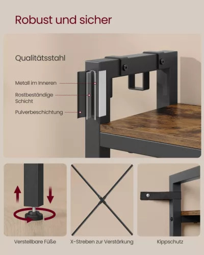 VASAGLE Előszoba Fogas Paddal és Cipőtárolóval vintage barna és tintafekete