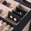 SONGMICS Elegáns Ékszertartó Doboz Tükörrel és Utazótokkal Fekete