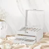 SONGMICS Háromszintes Fehér Ékszertartó Doboz Üvegfedéllel