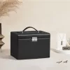 SONGMICS Elegáns Négyszintes Zárható Ékszertartó Doboz Bársony Béléssel Fekete