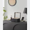 SONGMICS Modern Üvegfedeles Ékszertartó Doboz Fekete-Ezüst
