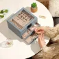   SONGMICS Modern Üvegtető Ékszertartó Doboz Füstkék 3-Szintes Tárolóval