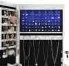 SONGMICS LED Ékszertároló Tükörszekrény Fehér Álló Tükörrel