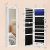 SONGMICS 120 cm magas LED világításos tükrös ékszertároló szekrény MDF fehér