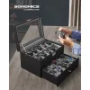 SONGMICS Prémium 20 Férőhelyes Óratartó Doboz Üvegfedéllel Fekete