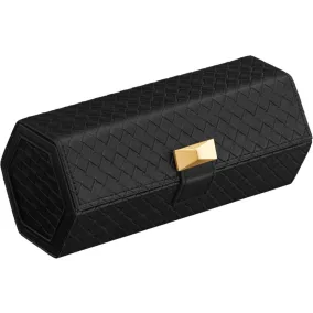   SONGMICS HOME Hexagon Óratartó Tok Fekete PU Bőr Utazótáska 3 Órához