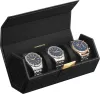 SONGMICS HOME Hexagon Óratartó Tok Fekete PU Bőr Utazótáska 3 Órához