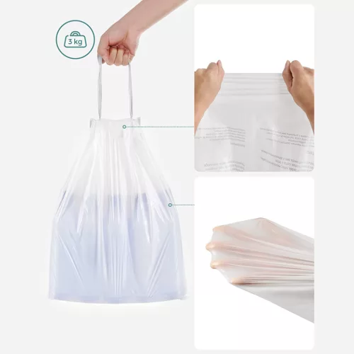SONGMICS Húzózsinóros Szemeteszsák 8L Fehér KRB008A02
