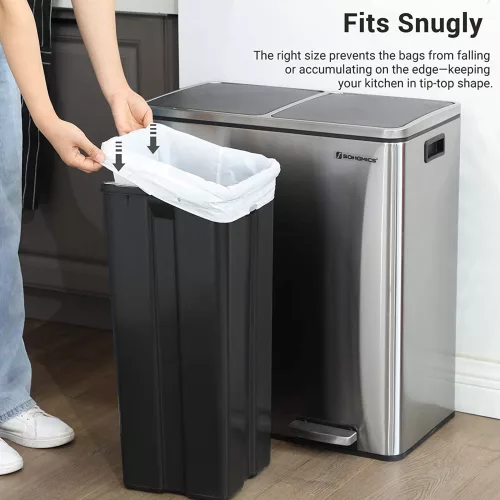 SONGMICS Custom-Fit 30L Húzózsinóros Szemeteszsák Fehér