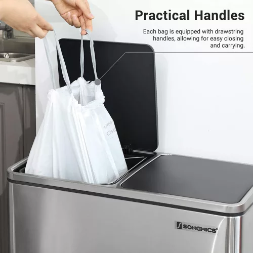 SONGMICS Custom-Fit 30L Húzózsinóros Szemeteszsák Fehér