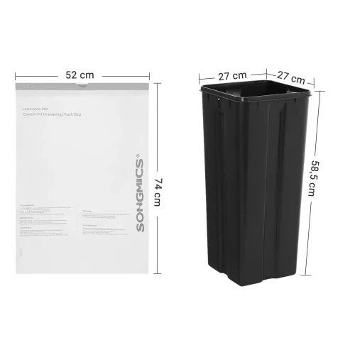 SONGMICS Custom-Fit 30L Húzózsinóros Szemeteszsák Fehér