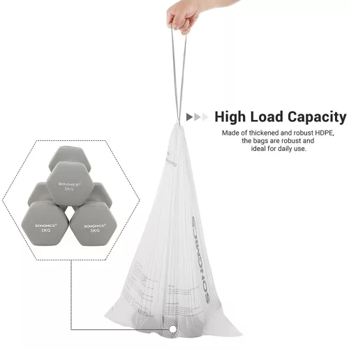 SONGMICS Custom-Fit 30L Húzózsinóros Szemeteszsák Fehér