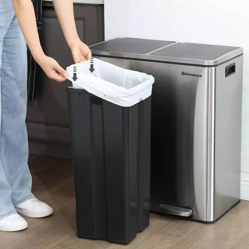 SONGMICS 30A Húzózsinóros Szemeteszsák HDPE Fehér 30L