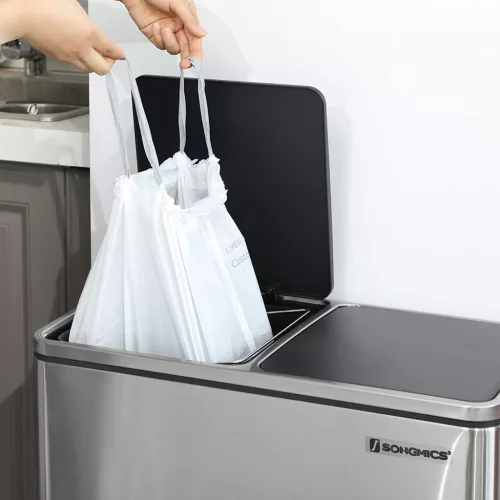 SONGMICS 30A Húzózsinóros Szemeteszsák HDPE Fehér 30L