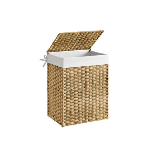 SONGMICS Kézzel Font Rattan Szennyestartó Kosár Természetes 90L