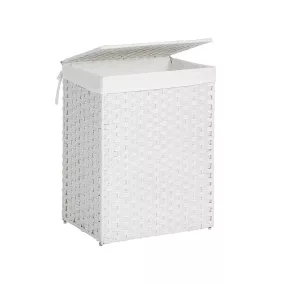   SONGMICS Kézzel Font Műrattan Szennyestartó Kosár Fehér 90L