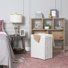 SONGMICS Kézzel Font Műrattan Szennyestartó Kosár Fehér 90L