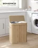 SONGMICS LCB063N01 szennyeskosár fedéllel bambusz természetes bézs 100 liter