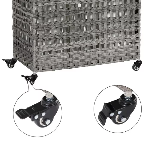 SONGMICS Rattan-Hatású Szennyestartó Kosár Görgőkkel Szürke