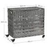 SONGMICS Rattan-Hatású Szennyestartó Kosár Görgőkkel Szürke