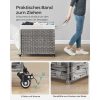 SONGMICS Rattan Hatású 3 Rekeszes Szennyestartó Kosár Fedéllel és Kerekekkel Szürke