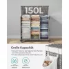 SONGMICS Rattan Hatású 3 Rekeszes Szennyestartó Kosár Fedéllel és Kerekekkel Szürke