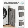 SONGMICS Rattan Hatású 3 Rekeszes Szennyestartó Kosár Fedéllel és Kerekekkel Szürke