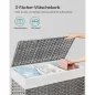   SONGMICS 160 literes szennyeskosár fedéllel 3 rekeszes PP műrattan szürke kerekekkel