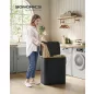   SONGMICS Premium 150L Háromrekeszes Szennyestartó Bambusz Fogantyúval Fekete