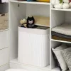 SONGMICS Bambusz Szennyeskosár Fedéllel 2 Rekeszes Fehér 100L