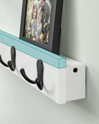 SONGMICS Fali Fogas Polccal Felhőfehér Bambusz-Fém