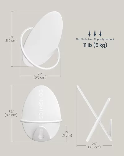 SONGMICS HOME Tojás Dizájn Acél Fali Akasztó Szett Gyöngyház Fehér