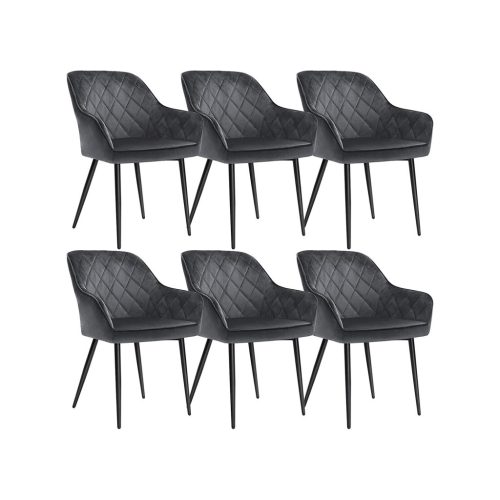 SONGMICS LDC088G01 Luxus Bársony Étkezőszék Szett Karfával Szürke